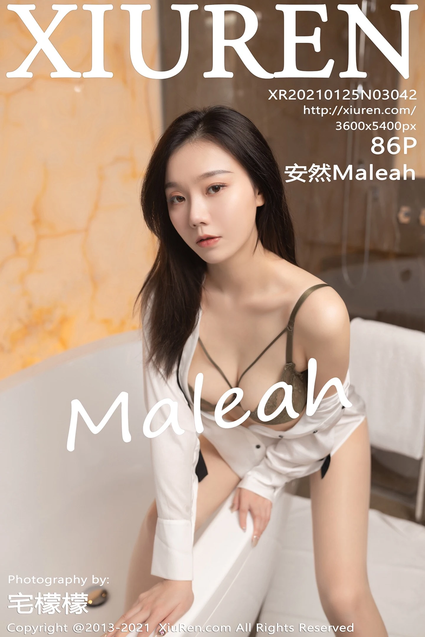[XiuRen秀人网]VOL.3042 嫩模安然Maleah房务经理主题脱白衬衣露蕾丝内衣诱惑写真86P-秀人网官方网站